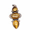 Retro Natural Tiger Eye Pendants, Bees Pendants, with Red Copper Metal Finding, 47x24mm