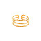 Ion Plating(IP) 304 Stainless Steel Triple Line Open Cuff Ring for Women, Nickel Free, Real 18K Gold Plated, US Size 9 1/4(19.1mm)