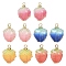 10Pcs 5 Colors Handmade Flower Epoxy Resin Pendants, with Brass Peg Bails and Glass Micro Beads, Bud, Golden, Mixed Color, 14~15x9~10x9~10mm, Hole: 1.2mm, 2pcs/color