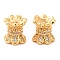 Brass Micro Pave Clear Cubic Zirconia Double Sided Bead Caps, Real 18K Gold Plated, 7x7.5mm, Hole: 2mm