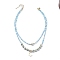 2Pcs 2 Style Glass Seed Beaded Necklaces, with Natural Sesame Jasper/Kiwi Jasper & Seed Beaded Necklaces Set, Brass Crescent Moon Pendant Stackable Necklaces, 20.55 inch(52.2cm), 17.32 inch(44cm), 1Pc/style