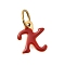 Ion Plating(IP) 304 Stainless Steel Enamel Alphabet Charms, with Jump Ring, Real 14K Gold Plated, Letter K, 10x9x1x1mm, Hole: 5mm