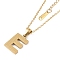 Ion Plating(IP) Initial Letter 304 Stainless Steel Pendant Necklaces, Real 18K Gold Plated, Letter E, 15.87 inch(40.3cm), Pendant: about 17x11mm