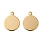 Brass Charms, Cadmium Free & Lead Free, Flat Round, 12.5x10x0.5mm, Hole: 1.2mm