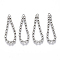 Brass Rhinestone Cup Chain Pendants, Nickel Free, Crystal, Teardrop, Platinum, 30~35x8x2mm, Hole: 1.6mm
