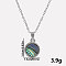 Stylish 304 Stainless Steel Pave Natural Paua Shell Flat Round Pendant Necklaces Simple Design Jewelry, Stainless Steel Color, Pendant: 1.6x1.3cm