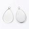 Tarnish Resistant 304 Stainless Steel Pendant Cabochon Settings, Milled Edge Bezel Cups, teardrop, Stainless Steel Color, Tray: 24x18mm, 29x18.5x1mm, Hole: 2mm