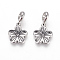 304 Stainless Steel European Dangle Charms, Large Hole Pendants, Flower, Antique Silver, 29mm, Hole: 5mm, Pendant: 19x16x2.5mm