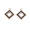 Alloy Enamel Pendants, with Crystal Rhinestone, Cadmium Free & Lead Free, Light Gold, Rhombus Charms, Black, 23.5x20.5x2mm, Hole: 1.8mm