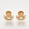 Brass Bead Caps, Flower, Nickel Free, 3-Petal, Real 18K Gold Plated, 7x7.5x6mm, Hole: 1.6mm