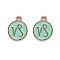 Alloy Enamel Pendants, Flat Round with Constellation/Zodiac Sign, Capricorn, 22x18x2mm, Hole: 1.5mm