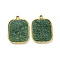 PVD Vacuum Plating 304 Stainless Steel Pendants, Natural African Jade Rectangle Charms, Real 18K Gold Plated, 18x13.5x1.5~2mm, Hole: 1.6mm
