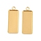 304 Stainless Steel Pendant Cabochon Settings, Rectangle, Ion Plating(IP), Real 18K Gold Plated, 30x11x2mm