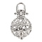 Rack Plating Brass Bead Cage Pendants, For Chime Ball Pendant Necklaces Making, Long-Lasting Plated, Round, Platinum, Tray: 16.5mm, 31x20x18mm, Hole: 5.6x5.4mm