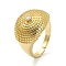 Brass with Cubic Zirconia Open Cuff Ring, Cadmium Free & Nickel Free & Lead Free, Wide Band Rings, Real 18K Gold Plated, US Size 7 1/4(17.5mm)
