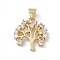 Rack Plating Brass Micro Pave Cubic Zirconia Pendants, Cadmium Free & Lead Free, Long-Lasting Plated, Tree Charm, Real 18K Gold Plated, 14.5x12.5x3mm, Hole: 3.5x5mm