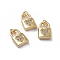 Brass Micro Pave Cubic Zirconia Pendants, with Jump Rings, Long-Lasting Plated, Lock with Heart, for Valentine's Day, Clear, Golden, 15x10x3.5mm, Hole: 3mm