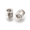 925 Sterling Silver Micro Pave Clear Cubic Zirconia Beads, Column with Sun, Real Platinum Plated, 5.5x5mm, Hole: 2.5mm
