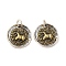 Brass Pendants, with Jump Ring, Cadmium Free & Nickel Free & Lead Free, Antique Bronze & Silver, Lion, 15x2.5mm, Hole: 4mm