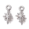 Non-Tarnish 304 Stainless Steel SIce Pick Pinch Bails, Star, Stainless Steel Color, 13x6mm, Hole: 1.3mm, Pin: 0.8mm