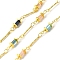 Brass Column Bar Link Chains, with Glass, Lead Free & Cadmium Free, Long-Lasting Plated, Rack Plating, Soldered, with Spool, Real 18K Gold Plated, 17.5x4.5mm and 3.5x3x0.5mm and 12.5x2x1mm