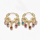 Серьги-кольца из латуни с микро-паве из фианита EJEW-L231-56G-1