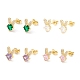 Серьга-гвоздик из латуни с кубическим цирконием EJEW-C021-06G-1