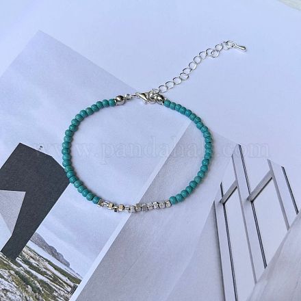 Браслеты из натуральной бирюзы и немагнитного синтетического гематита для женщин QK0251-2-1