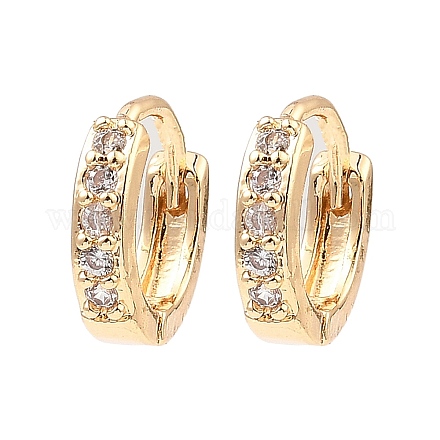 Серьги-кольца из латуни с микропаве из кубического циркония EJEW-D078-51KCG-1