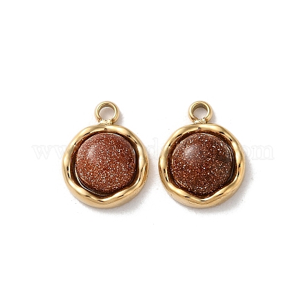 Полукруглые подвески из синтетического золотого камня STAS-L022-393G-01-1