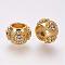 Brass Micro Pave Cubic Zirconia European Beads, Rondelle, Golden, 10.5x7mm, Hole: 5mm
