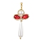 Glass Pearl Big Pendants, with Acrylic & Seed Beads & Golden Brass Findings, Cross, Red, 68x31x10mm, Hole: 4x4mm
