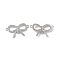 Brass Micro Pave Clear Cubic Zirconia Connector Charms, Cadmium Free & Nickel Free & Lead Free, Bowknot Links, Platinum, 14.5x25x3mm, Hole: 1.5mm