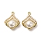 Alloy Pendants, with ABS Imitation Pearl, Leaf, Golden, 23.5x18.5x9.5mm, Hole: 1.5mm