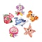 Marine Animal Transparent Resin Pendants, Mixed Shapes, with Platinum Iron Loop & Paillette, Mixed Color, 20.5~33.5x20.5~36.5x6.5~8.5mm, Hole: 2mm