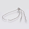 Brass Bracelet Making, Slider Bracelets, Cadmium Free & Lead Free, Platinum, 9 inch(230mm), 1.5mm