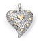 Brass Micro Pave Cubic Zirconia Pendants, Cadmium Free & Lead Free, Real 18K Gold Plated, Platinum, Heart, 30.5x23.5x9.5mm, Hole: 3.5x6mm