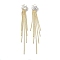 Brass Pendants, with Clear Glass, Tassel Big Pendants, Real 18K Gold Plated, 88x10x3.5mm, Hole: 1.8mm