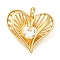 Brass Micro Pave Cubic Zirconia Pendants, Cadmium Free & Lead Free, Hollow Heart Charms, Real 18K Gold Plated, 30x29x7.5mm, Hole: 4x6.5mm