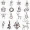 96Pcs 16 Style Tibetan Style Alloy Pendants, Lead Free & Cadmium Free, for Christmas, Mixed Shape, Antique Silver, 15~36x10~22x1.5~5mm, Hole: 2~2.5mm, 6pcs/style