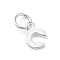 925 Sterling Silver Letter Charms, with Jump Rings and 925 Stamp, Silver Color Plated, Letter C, 7.5x6x0.8mm, Hole: 4mm