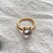 Square 304 Stainless Steel with Glass Finger Rings, Golden, Clear, 10mm, US Size 7(17.3mm)