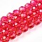 Baking Paint Transparent Glass Beads Strands, Round, Faceted(32 Faceted), Cerise, 8mm, Hole: 1.2~1.4mm