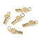 Brass Micro Pave Green & Clear Cubic Zirconia Pendants, Cadmium Free & Lead Free, Key, Real 18K Gold Plated, 17.5x7x2.5mm, Hole: 3.5mm