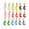 Brass Micro Pave Cubic Zirconia Huggie Hoop Earrings, with Enamel, Nickel Free, Moon, Real 16K Gold Plated, Mixed Color, 24x13mm, Pin: 1mm