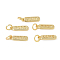 Brass Pendants, Oval with Word Charms, with Jump Ring, Long-Lasting Plated, Lead Free & Cadmium Free, Real 18K Gold Plated, 14x4x1.5mm, Hole: 3.5mm
