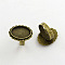 Vintage Adjustable Iron Finger Ring Components Alloy Cabochon Bezel Settings, Lead Free & Cadmium Free & Nickel Free, Antique Bronze, Oval Tray: 18x13mm, 17x5mm, Inner Diameter: 17x5mm