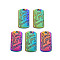 Rainbow Color Alloy Pendants, Cadmium Free & Nickel Free & Lead Free, Rectangle with Word Find Joy in the Journey, 20x10x1.5mm, Hole: 2mm