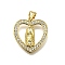 Brass Micro Pave Cubic Zirconia Pendants, Virgin Mary, Rack Plating, Long-Lasting Plated, Cadmium Free & Lead Free, Heart, 19.5x18x3mm, Hole: 4.5x3.5mm