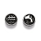 304 Stainless Steel Beads, Flat Round with Twelve Constellations, Antique Silver, Aquarius, 10x4mm, Hole: 1.8mm